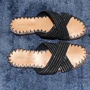 Jenni Kayne Black Raffia Sandals Slides Sz Women’s 8